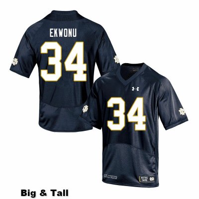 Notre Dame Fighting Irish Men's Osita Ekwonu #34 Navy Under Armour Authentic Stitched Big & Tall College NCAA Football Jersey BIX2199MU